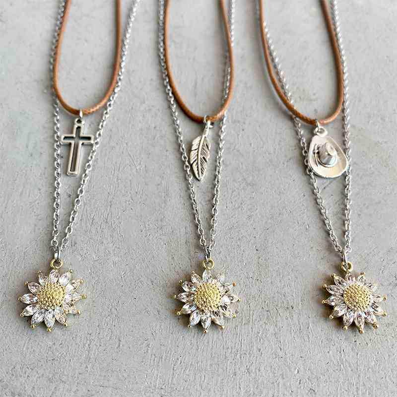Sunflower Pendant Necklace Set - Trendsi - Flyclothing LLC