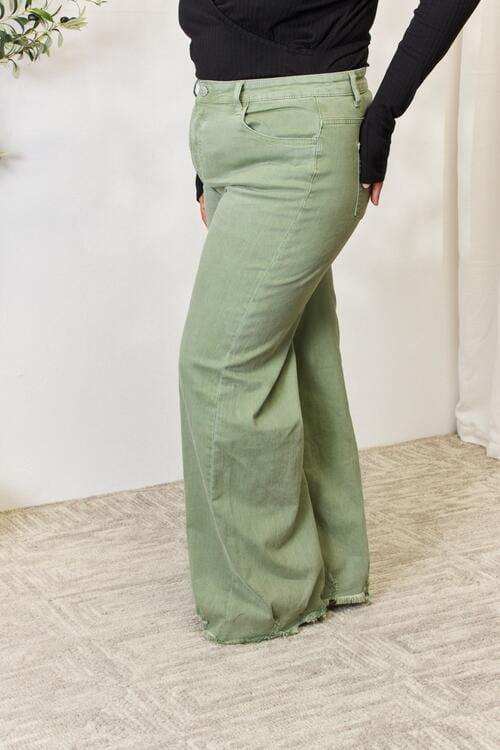 RISEN Full Size Raw Hem Wide-Leg Jeans - Trendsi - Flyclothing LLC