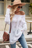 Boat Neck Dropped Shoulder Knit Top - Trendsi - Flyclothing LLC