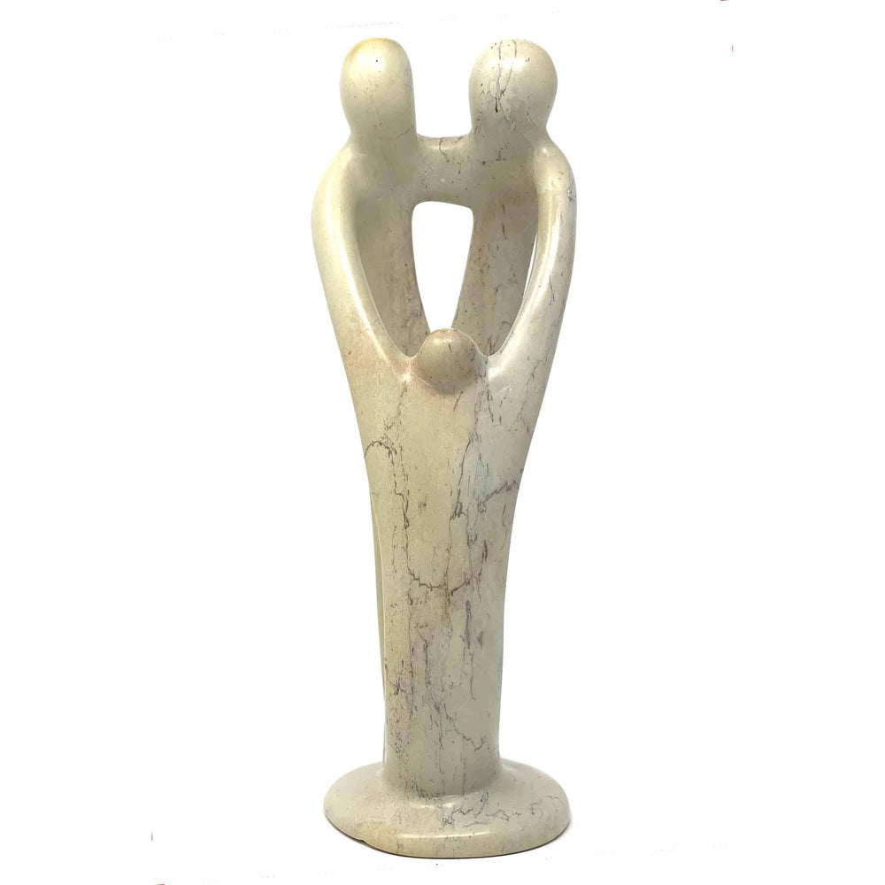 Natural 10-inch Tall Soapstone Family Sculpture - 2 Parents 1 Child - Smolart - Smolart - Flyclothing LLC