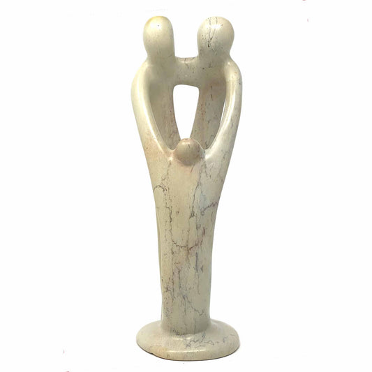 Natural 10-inch Tall Soapstone Family Sculpture - 2 Parents 1 Child - Smolart - Flyclothing LLC