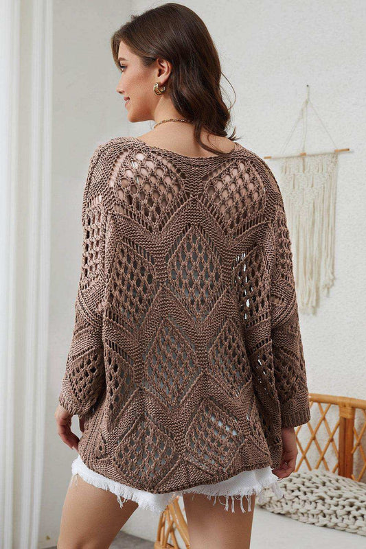 Openwork V-Neck Sweater - Trendsi - Flyclothing LLC