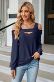 Cold Shoulder Square Neck Cutout Blouse - Trendsi - Flyclothing LLC