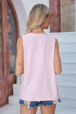 Eyelet Open Front Sleeveless Cardigan - Trendsi - Flyclothing LLC
