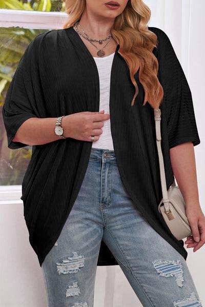 Plus Size Ribbed Cocoon Cover Up - Trendsi - Flyclothing LLC