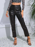 Zip-Up High Waist Straight Leg Pants - Trendsi - Flyclothing LLC