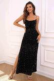 Sequin Backless Split Maxi Dress - Trendsi - Flyclothing LLC