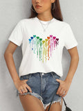 Heart Round Neck Short Sleeve T-Shirt - Trendsi - Flyclothing LLC