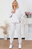 Half Zip Sweatshirt and Drawstring Sweatpants Set - Trendsi - Flyclothing LLC