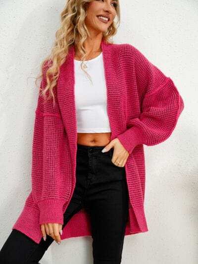 Open Front Dropped Shoulder Cardigan - Trendsi - Flyclothing LLC