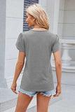 V-Neck Short Sleeve T-Shirt - Trendsi - Flyclothing LLC