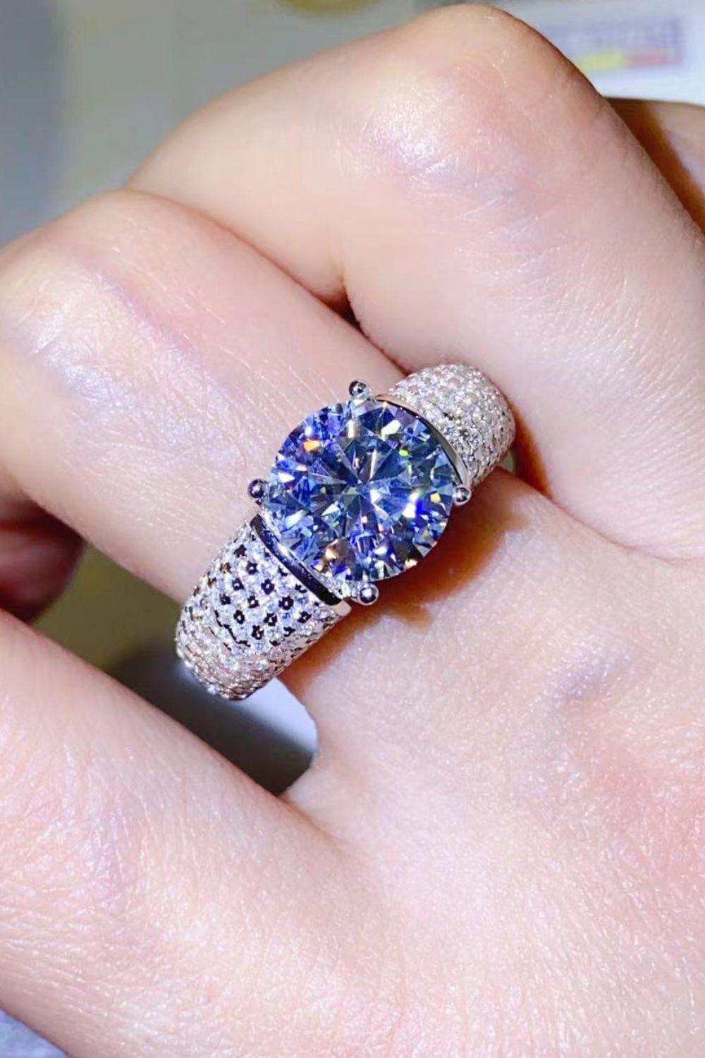 3 Carat Moissanite Side Stone Ring - Trendsi - Flyclothing LLC