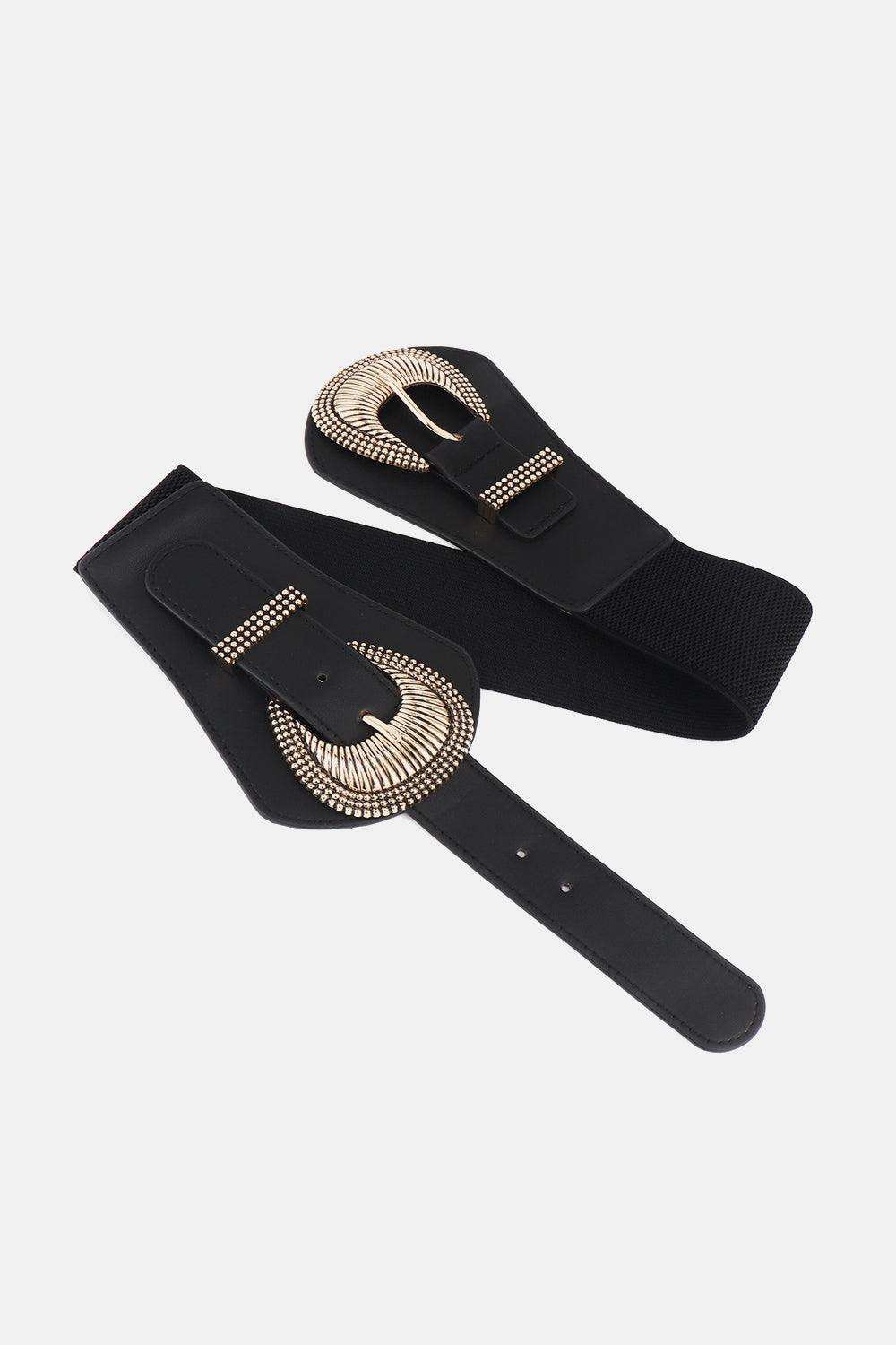 Shell Double Buckle Elastic Wide Belt - Trendsi - Flyclothing LLC