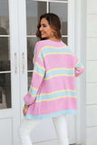 Color Block Ribbed Dropped Shoulder Open Front Cardigan - Trendsi - Flyclothing LLC
