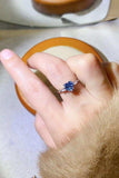 1 Carat Moissanite Heart-Shaped Platinum-Plated Ring in Blue - Trendsi - Flyclothing LLC