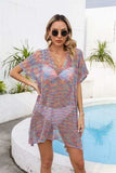 Openwork Slit V-Neck Cover Up - Trendsi - Flyclothing LLC