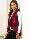 Plaid Open Front Sleeveless Cardigan - Trendsi - Flyclothing LLC