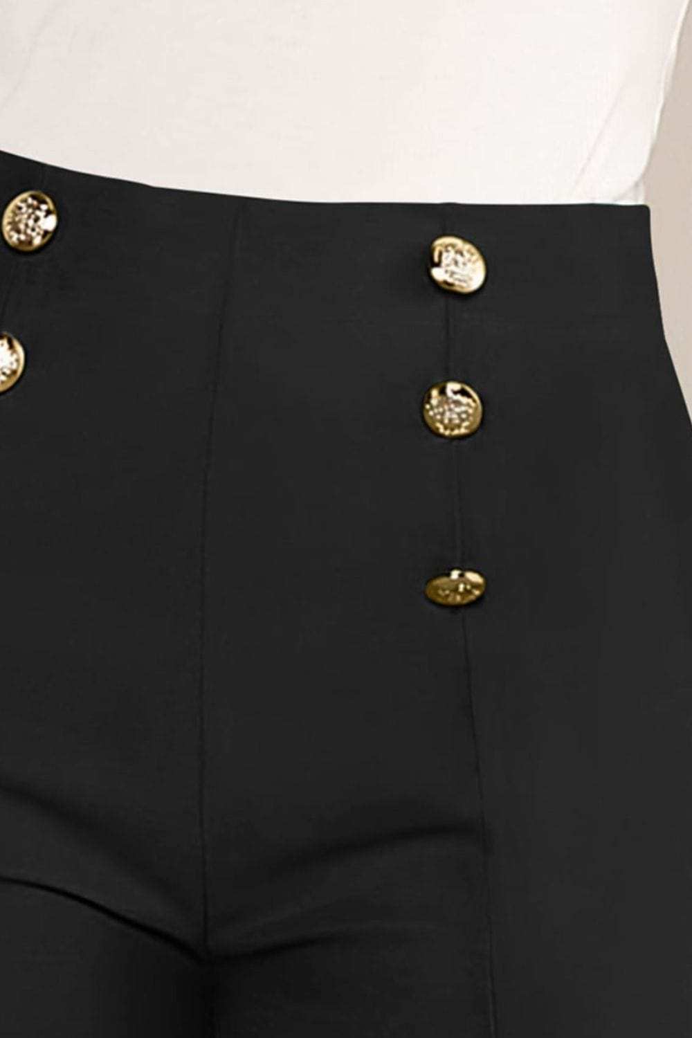 Decorative Button High Waist Shorts - Trendsi - Flyclothing LLC