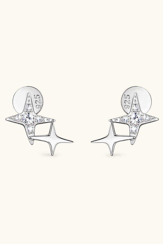 Moissanite 925 Sterling Silver Star Shape Earrings - Trendsi - Flyclothing LLC