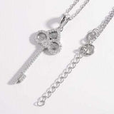 925 Sterling Silver Inlaid Zircon Key Shape Necklace - Trendsi - Flyclothing LLC