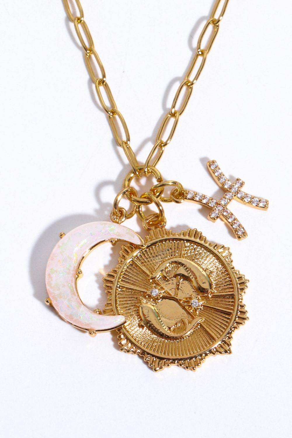 Constellation and Moon Pendant Copper Necklace - Trendsi - Flyclothing LLC