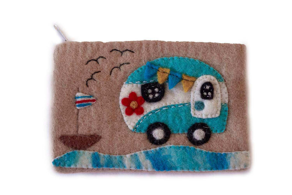 Hand Crafted Felt: Camper Van Pouch - Global Groove Direct - Flyclothing LLC