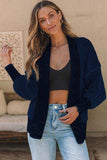 Waffle-knit Pocketed Open Front Cardigan - Trendsi - Flyclothing LLC