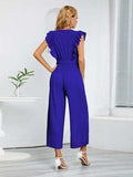 Ruffled Surplice Cap Sleeve Jumpsuit - Trendsi - Flyclothing LLC