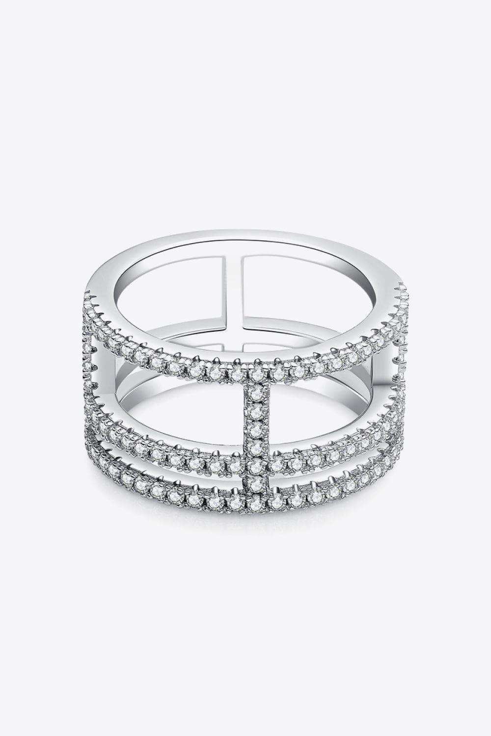 Moissanite Cutout Wide Ring - Trendsi - Flyclothing LLC