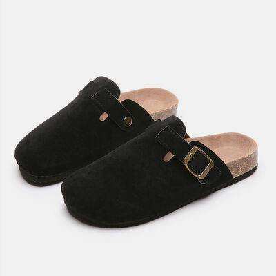 Suede Closed Toe Buckle Slide - Trendsi - Flyclothing LLC