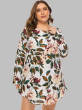 Full Size Floral Long Sleeve Mini Dress - Trendsi - Flyclothing LLC