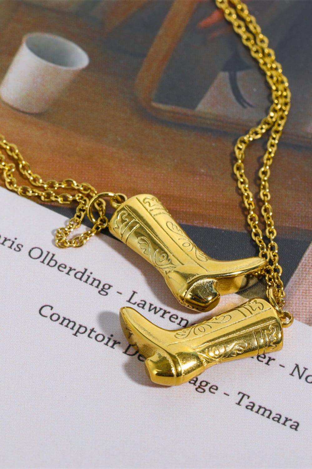 Cowboy Boot Pendant Stainless Steel Necklace - Trendsi - Flyclothing LLC