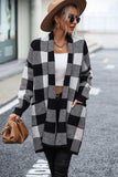 Plaid Dropped Shoulder Cardigan with Pocket - Trendsi - Flyclothing LLC