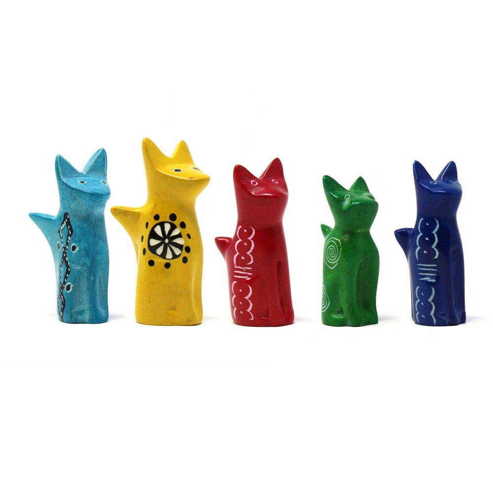 Soapstone Tiny Sitting Cats - Assorted Pack of 5 Colors - SMOLArt - Flyclothing LLC