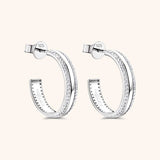 925 Sterling Silver Inlaid Moissanite C-Hoop Earrings - Trendsi - Flyclothing LLC
