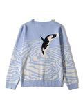 Printed V-Neck Long Sleeve Sweater - Trendsi - Flyclothing LLC