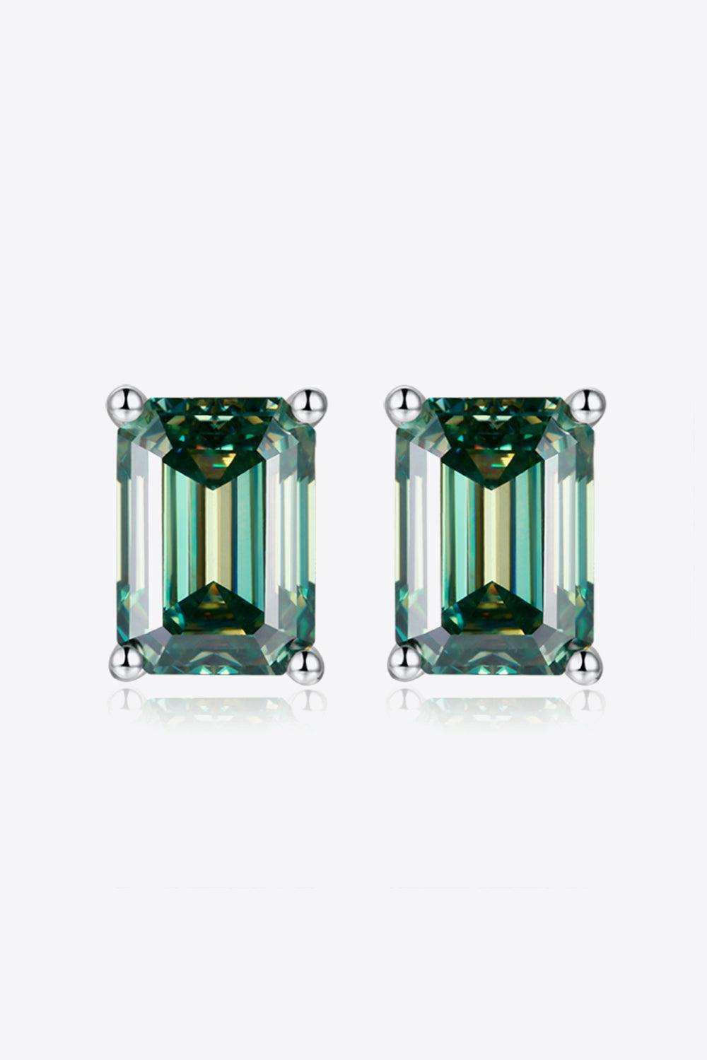 2 Carat Moissanite Stud Earrings in Green - Trendsi - Flyclothing LLC
