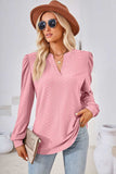 Notched Long Sleeve T-Shirt - Trendsi - Flyclothing LLC