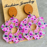 Flower Shape Acrylic Dangle Earrings - Trendsi - Flyclothing LLC
