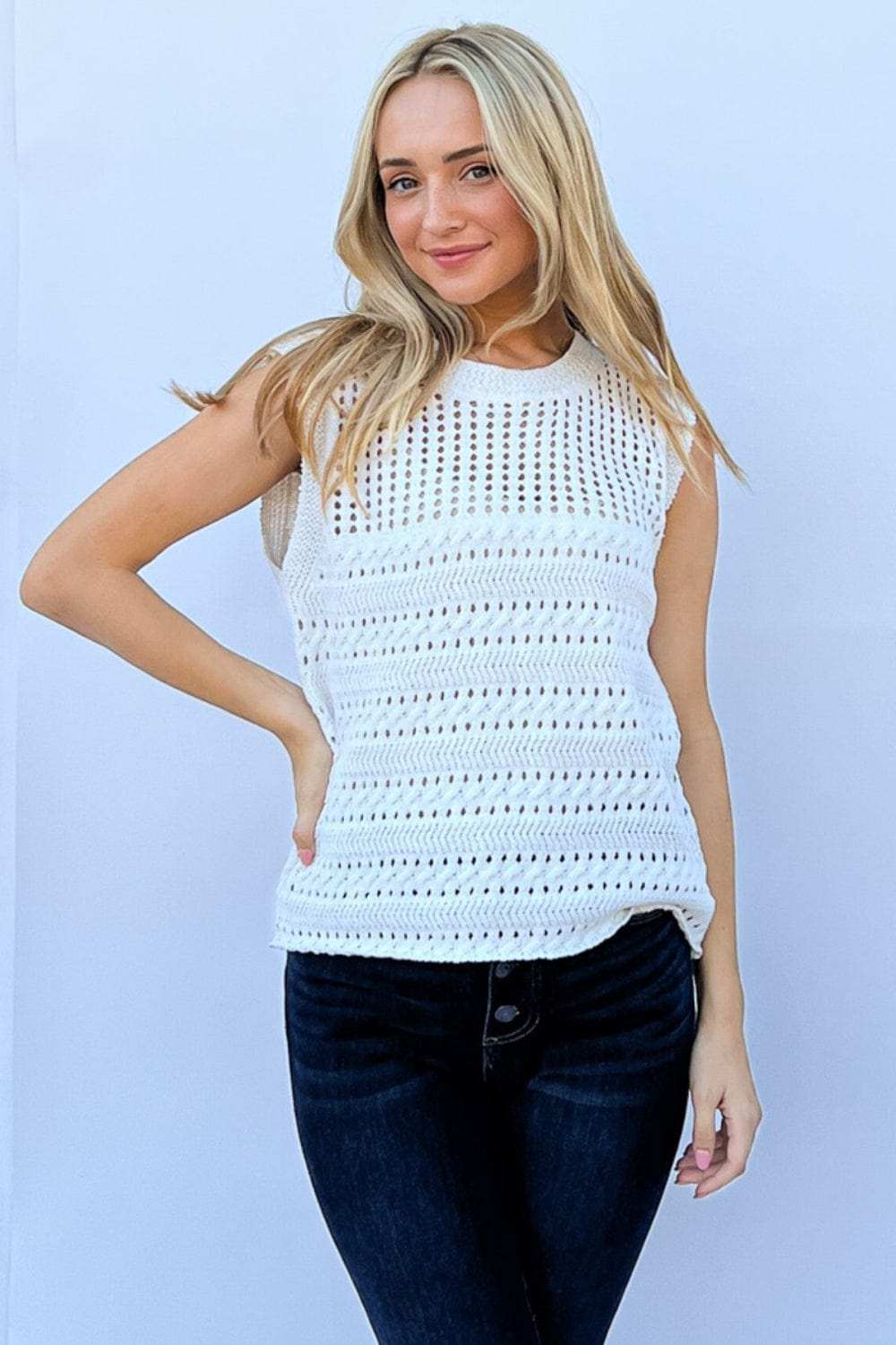 And The Why Hollowed Out Buttoned Tank - Trendsi - Flyclothing LLC