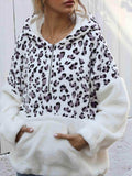 Leopard Half-Zip Dropped Shoulder Hoodie - Trendsi - Flyclothing LLC