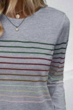 Striped Round Neck Long Sleeve T-Shirt - Trendsi - Flyclothing LLC