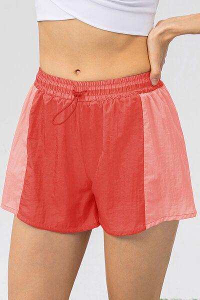 Color Block Drawstring Active Shorts - Trendsi - Flyclothing LLC