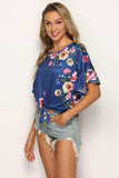 Floral Tie Hem Flounce Sleeve Top - Trendsi - Flyclothing LLC