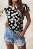 Printed Round Neck Short Sleeve T-Shirt - Trendsi - Flyclothing LLC