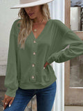 V-Neck Dropped Shoulder Blouse - Trendsi - Flyclothing LLC