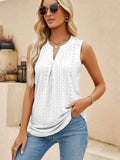 Eyelet Notched Tank - Trendsi - Flyclothing LLC
