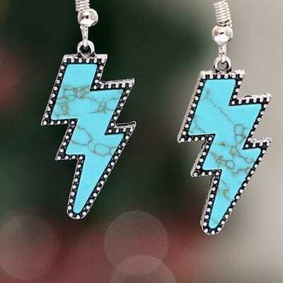 Artificial Turquoise Lightning Dangle Earrings - Trendsi - Flyclothing LLC