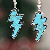 Artificial Turquoise Lightning Dangle Earrings - Trendsi - Flyclothing LLC