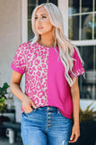 Leopard Two-Tone Round Neck Tee - Trendsi - Flyclothing LLC